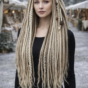 Dirty Blonde Dreads with Loose Curls – Double Ended Blonde Extensions image 6