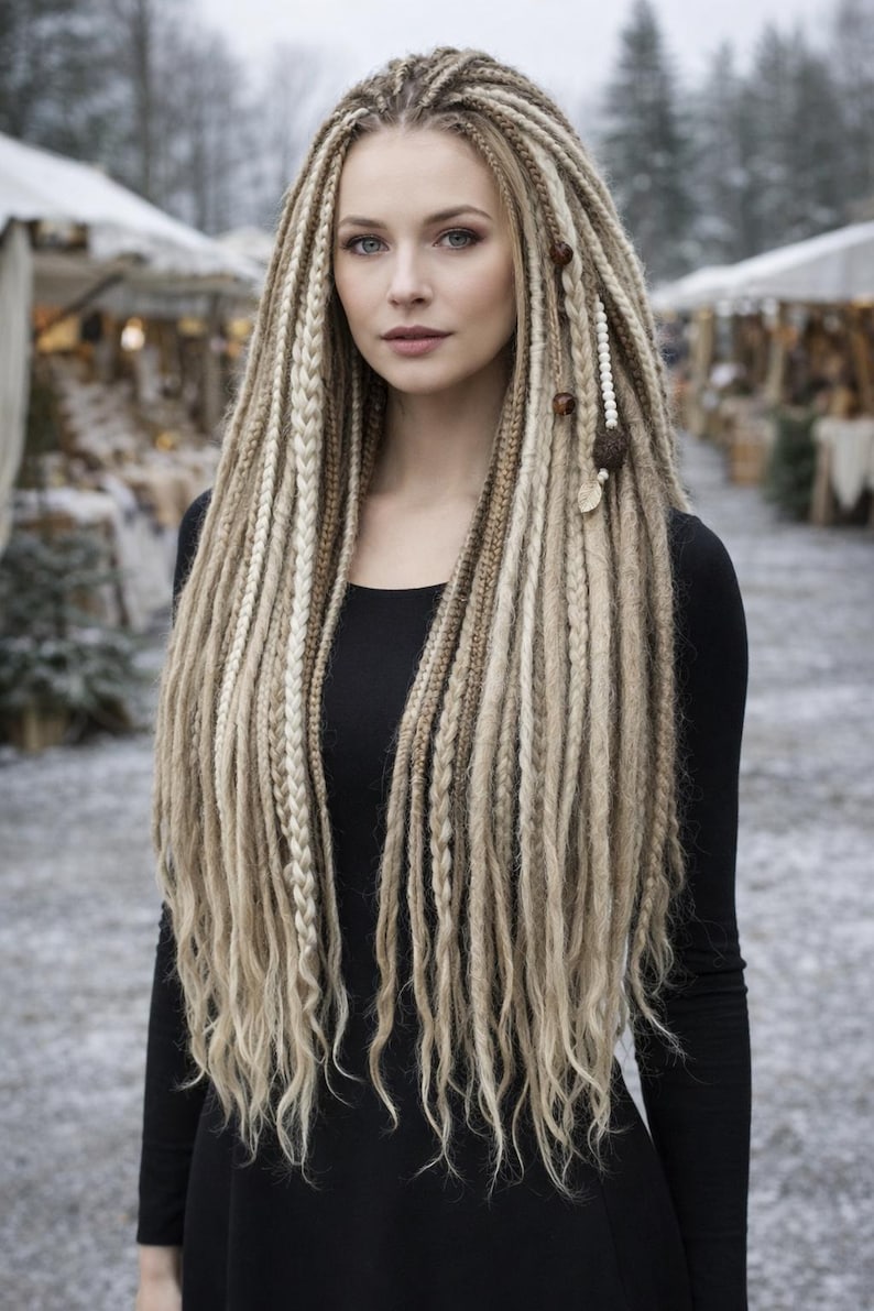 Dirty Blonde Dreads with Loose Curls – Double Ended Blonde Extensions image 6