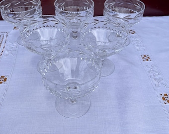 6 Vintage 1930-1947 Webb Corbett Crystal Dessert Glasses