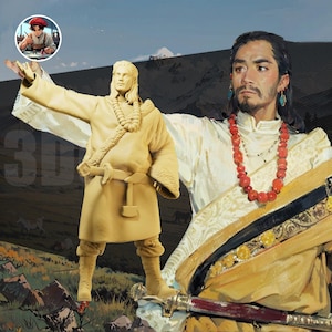 Unpainted Scale Figure 1/43 1/64 Tibetan Khampa Man - 3D Printer Resin - Ideal for Dioramas/Collectibles - 1:64 Scales