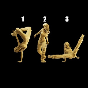 Unpainted Scale Figure 1/35 1/43 1/64 Girl Doing Breaking Dance - 3D Printer Resin - Ideal for Dioramas/Collectibles - 1:64 Scales
