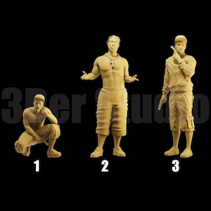Unpainted Scale Figure 1/35 1/43 1/64 Street Gang Member - 3D Printer Resin - Ideal for Dioramas/Collectibles - 1:64 Scales