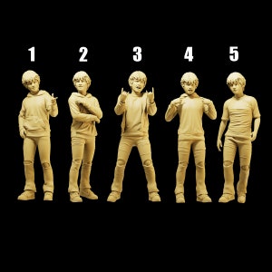Unpainted Scale Figure 1/35 1/43 1/64 Cool Pose Boy Resin - Ideal for Dioramas/Collectibles - 1:64 Scales