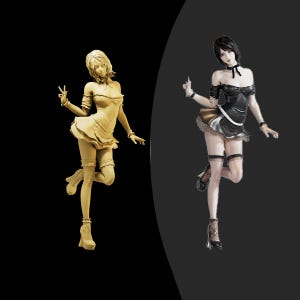 Unpainted Scale Figure 1/43 1/64 Short-haired Sexy Maid - 3D Printer Resin - Ideal for Dioramas/Collectibles - 1:64 Scales