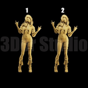 Unpainted Scale Figure 1/35 1/43 1/64 Cool Rock Girl - 3D Printer Resin - Ideal for Dioramas/Collectibles - 1:64 Scales