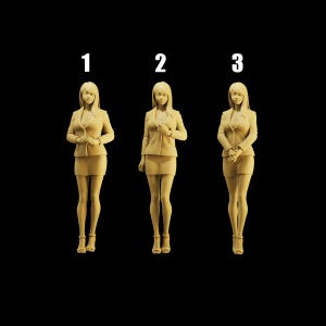 Unpainted Scale Figure 1/35 1/43 1/64 Female Salesperson in Business Attire - 3D Printer Resin - Ideal for Dioramas/Collectible - 1:64 Scale
