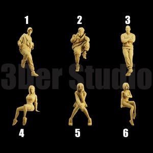 Unpainted Scale Figure 1/43 1/64 Seated Miniature People - 3D Printer Resin - Ideal for Dioramas/Collectibles - 1:64 Scales