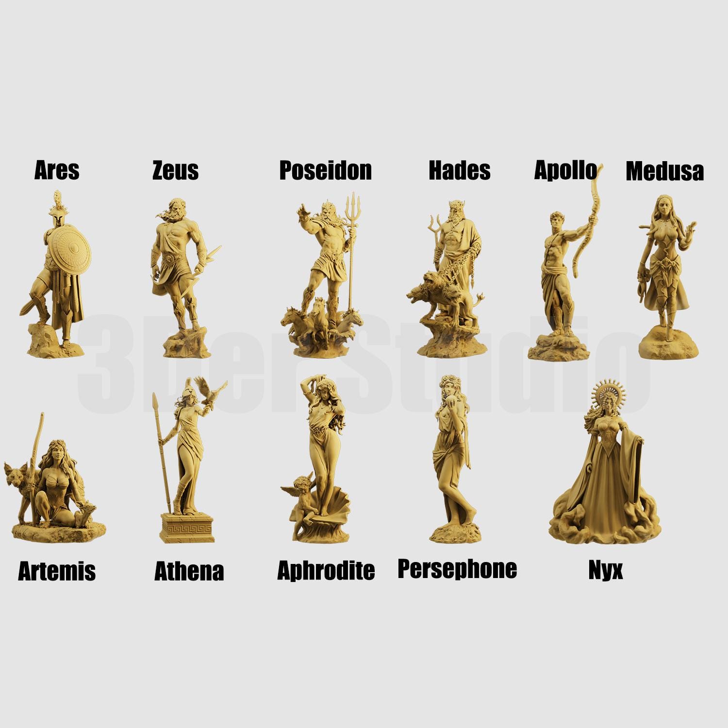 Unpainted Scale Figure 1/43 1/64 Greek Mythology Big Three Zeus, Poseidon, Hades - 3D Resin - Ideal for Dioramas/Collectibles - 1:64 Scales