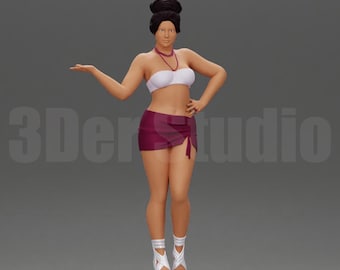 Figura de mujer de moda veraniega de alto detalle 1/35 1/43 1/64, miniatura de resina sin pintar para diorama de playa.