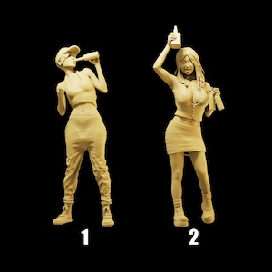Unbemalte Skala-Figur 1/35 1/43 1/64 Mädchen trinkend mit Flasche in der Hand-Resin-Ideal für Dioramen/Sammlerstücke - 1:64-Maßstäbe