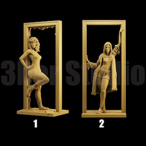 Unpainted Scale Figure 1/35 1/43 1/64 Seductive Beauty Leaning on Doorframe - 3D Printer Resin - Ideal for Dioramas/Collectible - 1:64 Scale
