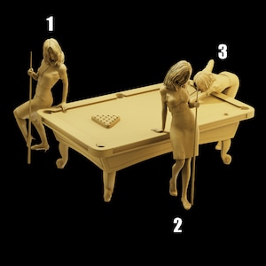 Unpainted Scale Figure 1/43 1/64 Billiards Girl with Pool Table Resin - Ideal for Dioramas/Collectibles - 1:64 Scales