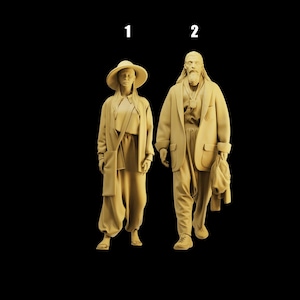 Unpainted Scale Figure 1/35 1/43 1/64 Japanese Fashion Street Style Couple - 3D Printer Resin - Ideal for Dioramas/Collectibles - 1:64 Scale