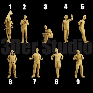 Unpainted Scale Figure 1/43 1/64 Urban Street Style Men - 3D Printer Resin - Ideal for Dioramas/Collectibles - 1:64 Scales