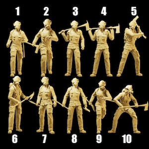 Unbemalte Skala-Figur 1/35 1/43 1/64 Feuerwehrmann mit Axt-Resin Harz - Ideal für Dioramen/Sammlerstücke - Maßstab 1:64