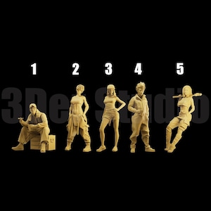Unpainted Scale Figure 1/43 1/64 Street Garage Mechanics - 3D Printer Resin - Ideal for Dioramas/Collectibles - 1:64 Scales