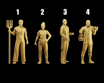 High Detail Estate Worker and Town Character Figures 1/35 1/43 1/64, Unpainted Resin Miniature People for Diorama