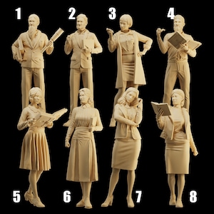 Unpainted Scale Figure 1/35 1/43 1/64 Male and Female Teachers Resin - Ideal for Dioramas/Collectibles - 1:64 Scales