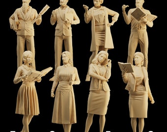 Unpainted Scale Figure 1/35 1/43 1/64 Male and Female Teachers Resin - Ideal for Dioramas/Collectibles - 1:64 Scales