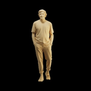 Unpainted Scale Figure 1/64 Man Walking with Hands in Pockets Resin - Ideal for Dioramas/Collectibles - 1:64 Scales