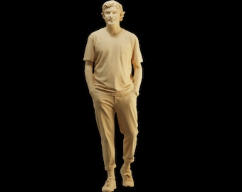 High-Detail Walking Man Figure 1/35 1/43 1/64 - Unpainted Resin Diorama Miniature
