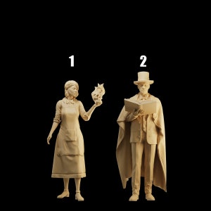 Unpainted Scale Figure 1/35 1/43 1/64 Magician and Female Assistant Resin - Ideal for Dioramas/Collectibles - 1:64 Scales