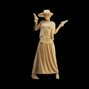 Unpainted Scale Figure 1/35 1/43 1/64 - Dual-Wielding Beauty - 3D Resin - Ideal for Dioramas/Collectibles - 1:64 Scales