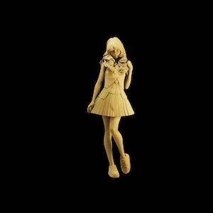 Figura sin pintar a escala 1/35 1/43 1/64 Campus Style Girl - Resina para impresora 3D - Ideal para dioramas/coleccionables - Escalas 1:64