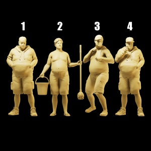 Unpainted Scale Figure 1/35 1/43 1/64 Overweight Street Man - 3D Printer Resin - Ideal for Dioramas/Collectibles - 1:64 Scales