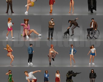 High Detail March Character Collection Figures 1/35 1/43 1/64, Unpainted Resin Miniature People for Diorama Scenes