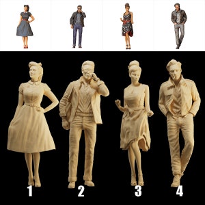 Unpainted Scale Figure 1/64 Retro Disco Party Couple Resin - Ideal for Dioramas/Collectibles - 1:64 Scales