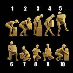 Ongeverfd schaalfiguur 1/35 1/43 1/64 vrouwelijk koerier - 3D-printerhars - ideaal voor diorama&#39;s/verzamelobjecten - verschillende schalen