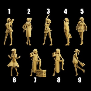 Unpainted Scale Figure 1/35 1/43 1/64 Japanese Anime Style JK Schoolgirl - 3D Printer Resin - Ideal for Dioramas/Collectibles - 1:64 Scales