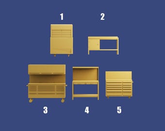 High Detail Garage Workbench and Tool Cabinet Set 1/35 1/43 1/64, Unpainted Resin Workshop Accessories for Diorama