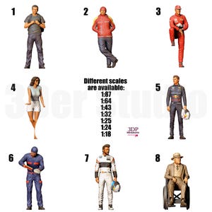 Unpainted Scale Figures 1/64 1/43 1/35 - Various Poses and Characters for July - 3D Printed Resin Models - Contact for Resize or Painting