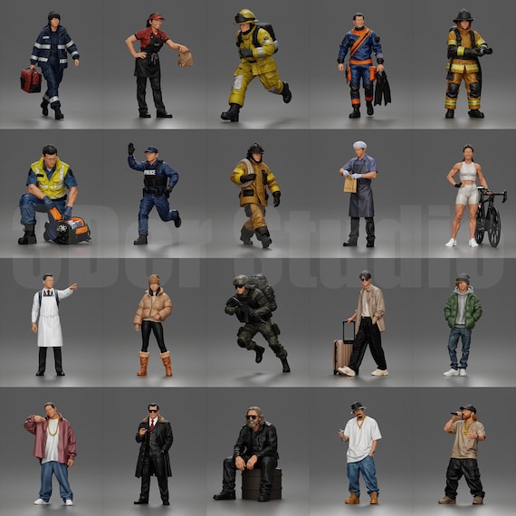 High Detail July 2026 Miniature People Collection, 20 Resin Figures, 1/35 1/43 1/64, Emergency Urban Diorama Characters