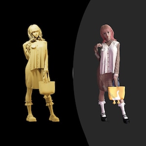 Unpainted Scale Figure 1/43 1/64 Girl in Dress with Handbag Resin - Ideal for Dioramas/Collectibles - 1:64 Scales