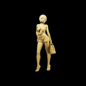 Unpainted Scale Figure 1/35 1/43 1/64 Sexy Lady in Backless Deep V Dress Resin - Ideal for Dioramas/Collectibles - 1:64 Scales