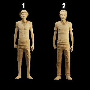 Unpainted Scale Figure 1/64 Skinny Homeless Old Man Resin - Ideal for Dioramas/Collectibles - 1:64 Scales