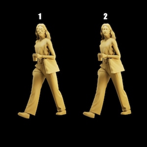 Unbemalte Skala Figur 1/35 1/43 1/64 Fashion Street Style Frau mit Kaffee - 3D Drucker Kunstharz - Ideal für Diorama/Sammlerstück - Maßstab 1:64