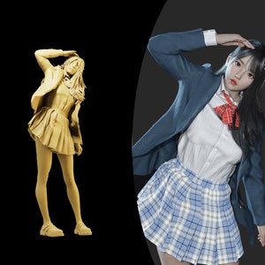 Figura Escala Sin Pintar 1/43 1/64 Chica Alegre en Resina Uniforme JK - Ideal para Dioramas/Coleccionables - Escalas 1:64