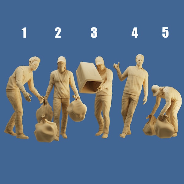 Unpainted Scale Figure 1/64 Garbage Collector Resin - Ideal for Dioramas/Collectibles - 1:64 Scales