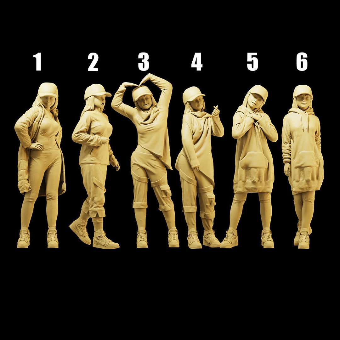 Unpainted Scale Figure 1/35 1/43 1/64 Cute Youthful Little Girl Resin ...