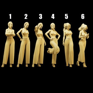 Unpainted Scale Figure 1/35 1/43 1/64 Woman in Sleeveless V-neck Blazer Resin - Ideal for Dioramas/Collectibles - 1:64 Scales