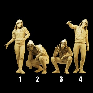 Unpainted Scale Figure 1/35 1/43 1/64 Trendy Man in Hoodie - 3D Printer Resin - Ideal for Dioramas/Collectibles - 1:64 Scales