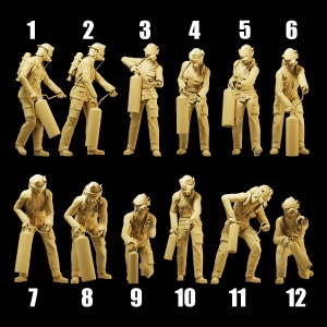 Ongeverfd schaalfiguur 1/35 1/43 1/64 brandweerman met brandblusserhars - ideaal voor diorama&#39;s/verzamelobjecten - schalen 1:64