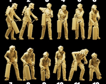 消防士フィギュア 1:64スケールのミニチュア消防士フィギュア - 都市ジオラマシーン