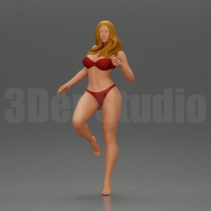Scale Figure 1/35 1/43 1/64 Stylized female figure posed dynamically in minimal attire - Ideal for Dioramas - Hand Painted
