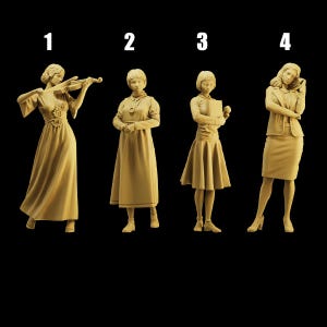 Unpainted Scale Figure 1/35 1/43 1/64 Vintage Female Character - 3D Printer Resin - Ideal for Dioramas/Collectibles - 1:64 Scales