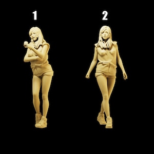 Unpainted Scale Figure 1/35 1/43 1/64 Trendy Girl Drinking Resin - Ideal for Dioramas/Collectibles - 1:64 Scales